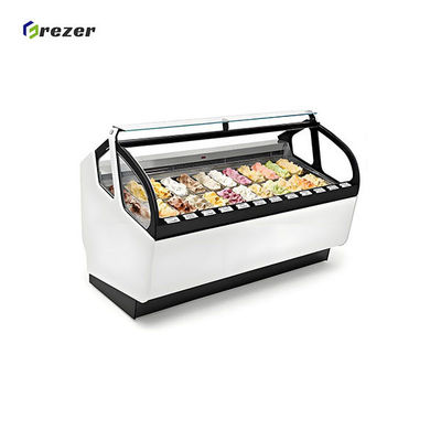 Customized Ice Cream Display Freezer White / Red Gelato Display Cooler