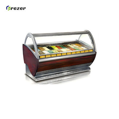 Customized Ice Cream Display Freezer White / Red Gelato Display Cooler