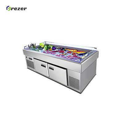 Commercial Seafood Display Case Horizontal Glass Door Display Cooler Customized For Supermarket