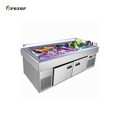 Commercial Seafood Display Case Horizontal Glass Door Display Cooler Customized For Supermarket