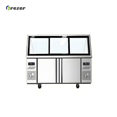 R290 Horizontal Display Freezers Anti Fog Island Display Freezer Energy Efficient For Sausage Pizza