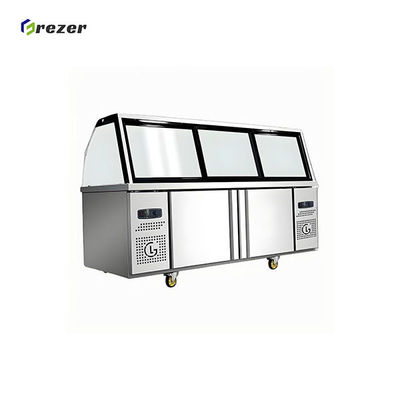 R290 Horizontal Display Freezers Anti Fog Island Display Freezer Energy Efficient For Sausage Pizza