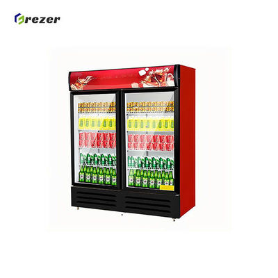 Large Vertical Glass Door Freezer Durable 2 Door Display Freezer Eco Friendly For Beverage Milk