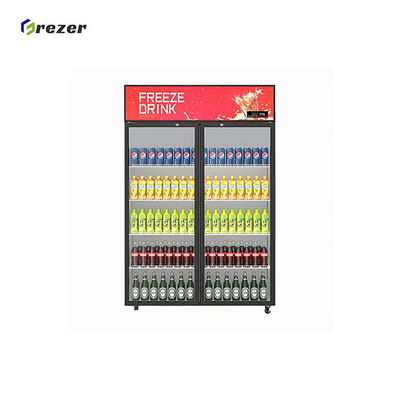 Large Vertical Glass Door Freezer Durable 2 Door Display Freezer Eco Friendly For Beverage Milk