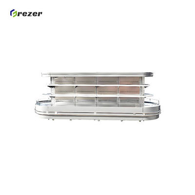 Island Vegetable Display Freezer Commercial Produce Refrigerated Display Case Customized