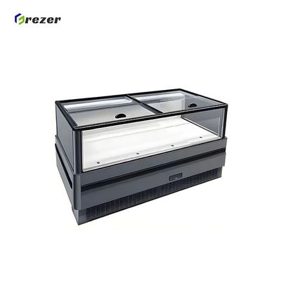 Island Fish Display Freezer Supermarket Glass Door Display Coolers Combined