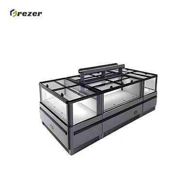 Island Fish Display Freezer Supermarket Glass Door Display Coolers Combined