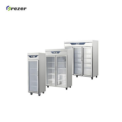 750W 1200W 1650W Commercial Milk Fridge Stand Up Glass Front Display Freezer For Supermarket Shop