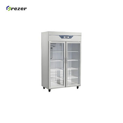 750W 1200W 1650W Commercial Milk Fridge Stand Up Glass Front Display Freezer For Supermarket Shop