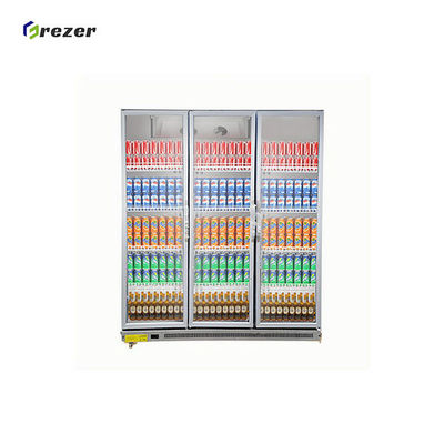 220V Beverage Display Refrigerator 3 Door Glass Fronted Drinks Fridge Commercial For Supermarket