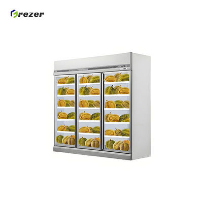 Customized Upright Display Fridges 1472W 1850W Glass Door Freezer For Shop