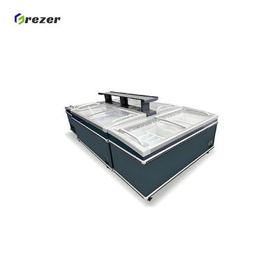 Auto Defrost Fish Display Unit Island Display Case Refrigerator Combined