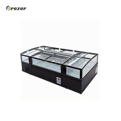 Auto Defrost Fish Display Unit Island Display Case Refrigerator Combined