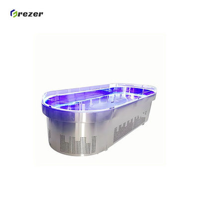 Island Fish Display Freezer Horizontal Seafood Display Freezer Customized