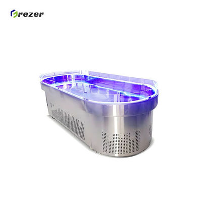 Island Fish Display Freezer Horizontal Seafood Display Freezer Customized