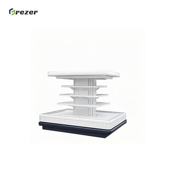 1.5M 2M Produce Display Cooler Customized Island Fridge Freezer For Supermarket Shop Outlets