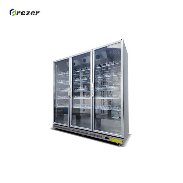 220V Beverage Display Refrigerator 3 Door Glass Fronted Drinks Fridge Commercial For Supermarket