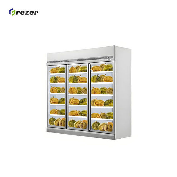 Customized Upright Display Fridges 1472W 1850W Glass Door Freezer For Shop